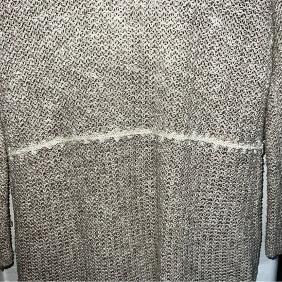 Nic & Zoe Open Knit Beige Cardigan With Fringe Trim 3/4 Sleeves Women's Size S - Picture 6 of 11